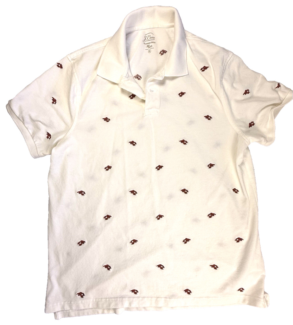 J Crew Lobster Polo shirt Cotton Pique XL Vacation Coastal Casual Dadcore Resort